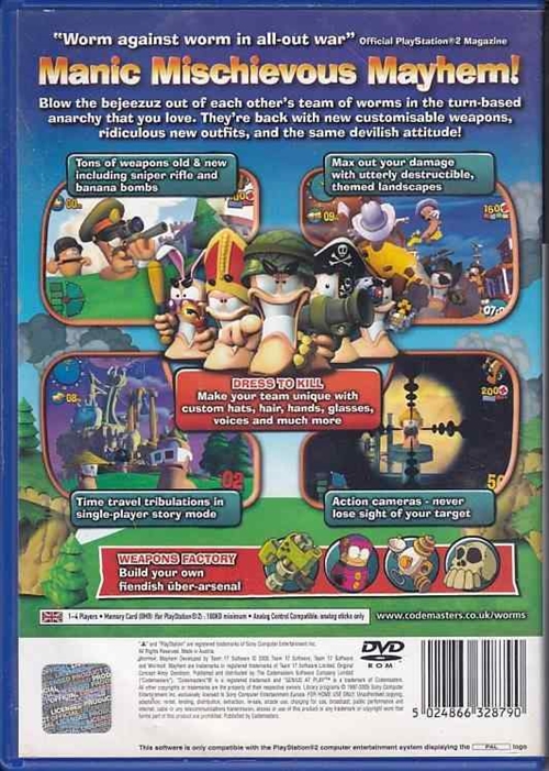 Worms 4 Mayhem - PS2 (B Grade) (Genbrug)